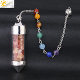CSJA 7 Chakra Wishing Bottle Crystals Pendulum Reiki Natural Chip Stone Pendant Necklace for Women Men Divination Amulet F976