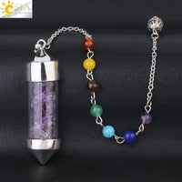 CSJA 7 Chakra Wishing Bottle Crystals Pendulum Reiki Natural Chip Stone Pendant Necklace for Women Men Divination Amulet F976