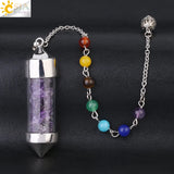 CSJA 7 Chakra Wishing Bottle Crystals Pendulum Reiki Natural Chip Stone Pendant Necklace for Women Men Divination Amulet F976