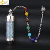CSJA 7 Chakra Wishing Bottle Crystals Pendulum Reiki Natural Chip Stone Pendant Necklace for Women Men Divination Amulet F976