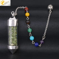 CSJA 7 Chakra Wishing Bottle Crystals Pendulum Reiki Natural Chip Stone Pendant Necklace for Women Men Divination Amulet F976