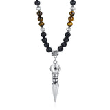 TIBETAN BUDDHIST PHURBA KILAYA THE MAGIC DAGGER WITHTIGER’S EYE LAVA STONE NECKLACE FOR MEN JEWELRY
