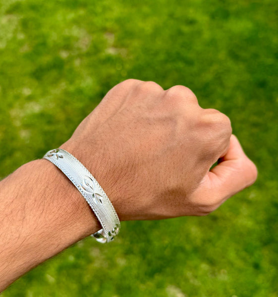 Sikh Kara Silver Plated Laser Engraved Khanda Singh Kaur Khalsa Bangle Kada A8R New Unisex Design