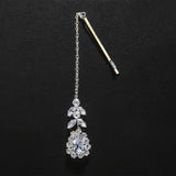 Fashion Indian Bridal Forehead Chain Headwear Wedding Accessories Elegant Headband Leaf Zircon Hair Chain Jewelry For Women