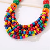 African Style Bohemian Multi-layer Wooden Bead Handmade Beaded Bib Necklace For Women Summer Jewelry Accessories Choker Necklace