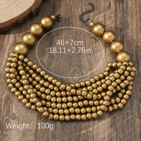 African Style Bohemian Multi-layer Wooden Bead Handmade Beaded Bib Necklace For Women Summer Jewelry Accessories Choker Necklace