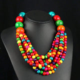 African Style Bohemian Multi-layer Wooden Bead Handmade Beaded Bib Necklace For Women Summer Jewelry Accessories Choker Necklace