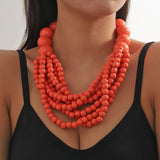 African Style Bohemian Multi-layer Wooden Bead Handmade Beaded Bib Necklace For Women Summer Jewelry Accessories Choker Necklace