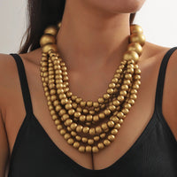 African Style Bohemian Multi-layer Wooden Bead Handmade Beaded Bib Necklace For Women Summer Jewelry Accessories Choker Necklace