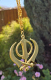 Gold Plated Punjabi Sikh Large Khanda Stunning Pendant Hanger Car Rear Mirror SS