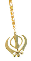Gold plated punjabi sikh large khanda no stones stunning pendant car rear mirror