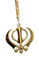 Gold plated punjabi sikh large khanda no stones stunning pendant car rear mirror