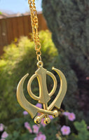 Gold plated punjabi sikh large khanda no stones stunning pendant car rear mirror