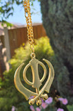 Gold plated punjabi sikh large khanda no stones stunning pendant car rear mirror
