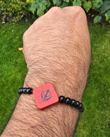 Sikh Khanda Bracelet Black Beads Adjustable Size Singh Kaur Evil Eye Protection