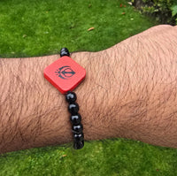 Sikh Khanda Bracelet Black Beads Adjustable Size Singh Kaur Evil Eye Protection