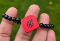 Sikh Khanda Bracelet Black Beads Adjustable Size Singh Kaur Evil Eye Protection