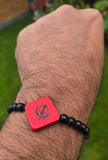 Sikh Khanda Bracelet Black Beads Adjustable Size Singh Kaur Evil Eye Protection