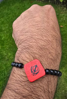 Sikh Khanda Bracelet Black Beads Adjustable Size Singh Kaur Evil Eye Protection