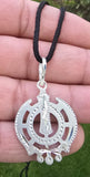 Sikh Khanda Pendant Chandi 925 Sterling Silver Necklace in Black Dori Singh Kaur Khalsa Handmade A31