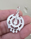 Sikh Khanda Pendant Chandi 925 Sterling Silver Necklace in Black Dori Singh Kaur Khalsa Handmade A31