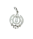 Sikh Khanda Pendant Chandi 925 Sterling Silver Necklace in Black Dori Singh Kaur Khalsa Handmade A31