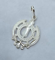 Sikh Khanda Pendant Chandi 925 Sterling Silver Necklace in Black Dori Singh Kaur Khalsa Handmade A31