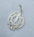 Sikh Khanda Pendant Chandi 925 Sterling Silver Necklace in Black Dori Singh Kaur Khalsa Handmade A31