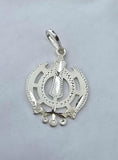 Sikh Khanda Pendant Chandi 925 Sterling Silver Necklace in Black Dori Singh Kaur Khalsa Handmade A31
