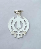 Sikh Khanda Pendant Chandi 925 Sterling Silver Necklace in Black Dori Singh Kaur Khalsa Handmade A31