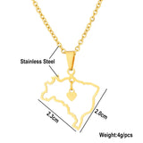 2024 new fashion stainless steel love Brazil map pendant necklace temperament everything collarbone chain birthday anniversary g