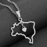 2024 new fashion stainless steel love Brazil map pendant necklace temperament everything collarbone chain birthday anniversary g