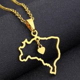 2024 new fashion stainless steel love Brazil map pendant necklace temperament everything collarbone chain birthday anniversary g
