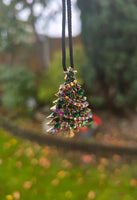Christmas Tree Brooch Pin Vintage look Gold plated broach Celebrity Queen CCCA Pendant Black dori necklace Luck Charm Xmas elegant Gift