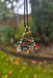 Christmas Tree Brooch Pin Vintage look Gold plated broach Celebrity Queen CCCA Pendant Black dori necklace Luck Charm Xmas elegant Gift
