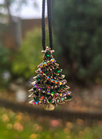 Christmas Tree Brooch Pin Vintage look Gold plated broach Celebrity Queen CCCA Pendant Black dori necklace Luck Charm Xmas elegant Gift