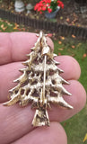 Christmas Tree Brooch Pin Vintage look Gold plated broach Celebrity Queen CCCA Pendant Black dori necklace Luck Charm Xmas elegant Gift
