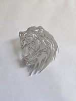 Stainless Steel Plate Crafted Lion Brooch Pin Retro Celebrity Power King broach CCCB Stunning design Unisex Silver colour Queen lapel pin