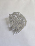 Stainless Steel Plate Crafted Lion Brooch Pin Retro Celebrity Power King broach CCCB Stunning design Unisex Silver colour Queen lapel pin