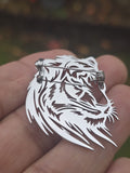 Stainless Steel Plate Crafted Lion Brooch Pin Retro Celebrity Power King broach CCCB Stunning design Unisex Silver colour Queen lapel pin