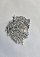 Stainless Steel Plate Crafted Lion Brooch Pin Retro Celebrity Power King broach CCCB Stunning design Unisex Silver colour Queen lapel pin