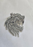Stainless Steel Plate Crafted Lion Brooch Pin Retro Celebrity Power King broach CCCB Stunning design Unisex Silver colour Queen lapel pin