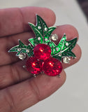 Holly flower brooch celebrity pin vintage look Silver plated queen xmas broach i36R