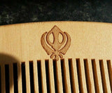 Sikh Wooden Kangha Comb Khanda Engraved Kanga Khalsa Hair Moustache Beard Comb UK ZZ1