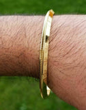 Laser khanda engraved gold plated sikh singh kaur khalsa kara kada bangle aa1