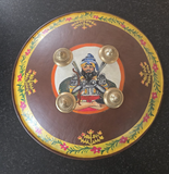 Hand Painted Leather Sikh Dhal Wall Decor – Baba Deep Singh Ji Nihang Phoola ji
