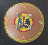 Hand Painted Leather Sikh Dhal Wall Decor – Baba Deep Singh Ji Nihang Phoola ji