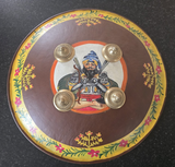 Hand Painted Leather Sikh Dhal Wall Decor – Baba Deep Singh Ji Nihang Phoola ji