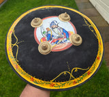 Hand Painted Leather Sikh Dhal Wall Decor – Baba Deep Singh Ji Nihang Phoola ji
