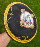 Hand Painted Leather Sikh Dhal Wall Decor – Baba Deep Singh Ji Nihang Phoola ji
